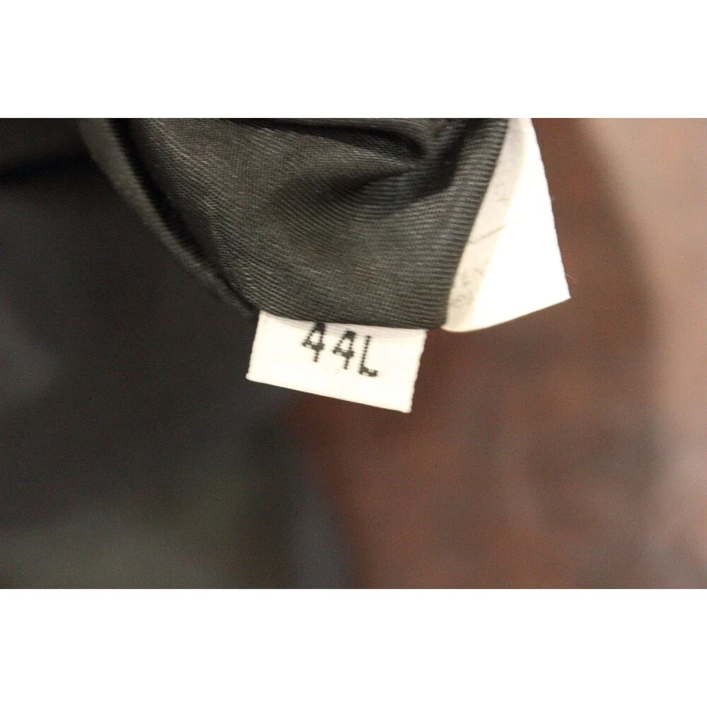 Hart Schaffner Marx Navy Blue Solid Wool Blazer Sport Coat 2 Silver Btn USA 44L
